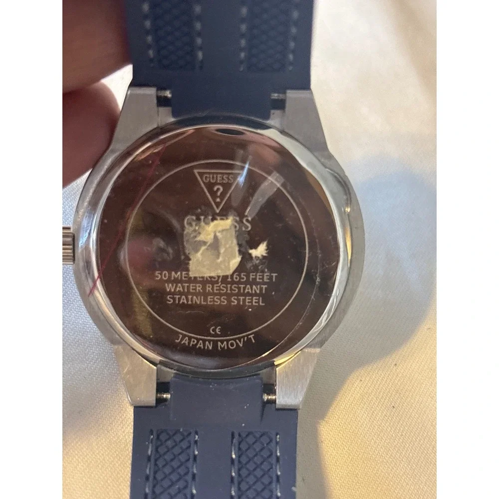 Guess Watch Mens OS Blue Excellent‎ Stainless Steel Multi-Function Sport Strap